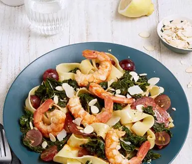 Pâtes fraîches aux crevettes sauvages et chorizo