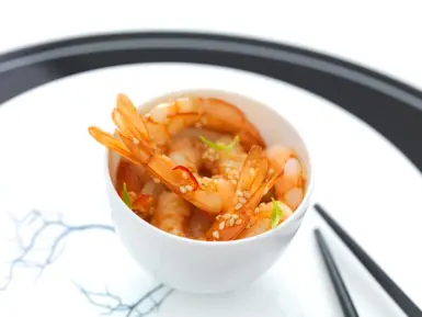 Queues de crevettes façon thaï miel et sésame
