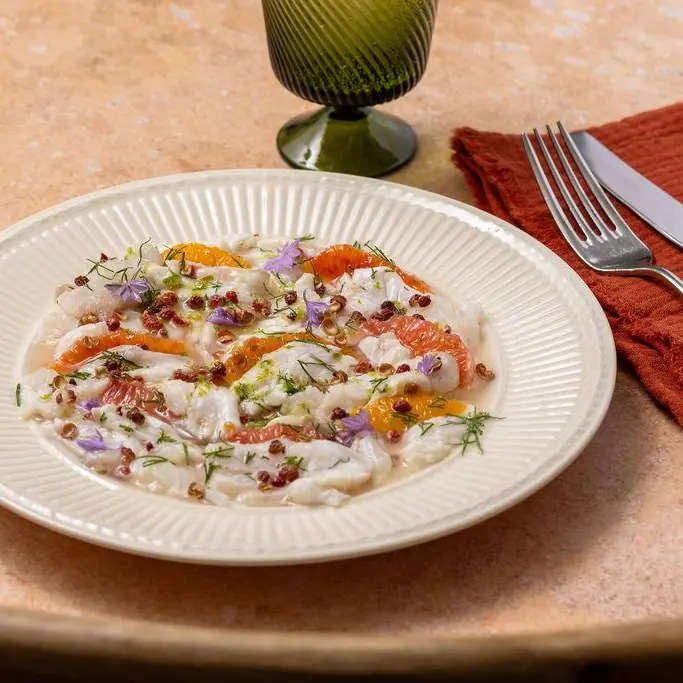 Carpaccio de cabillaud, agrumes & huile d’olive